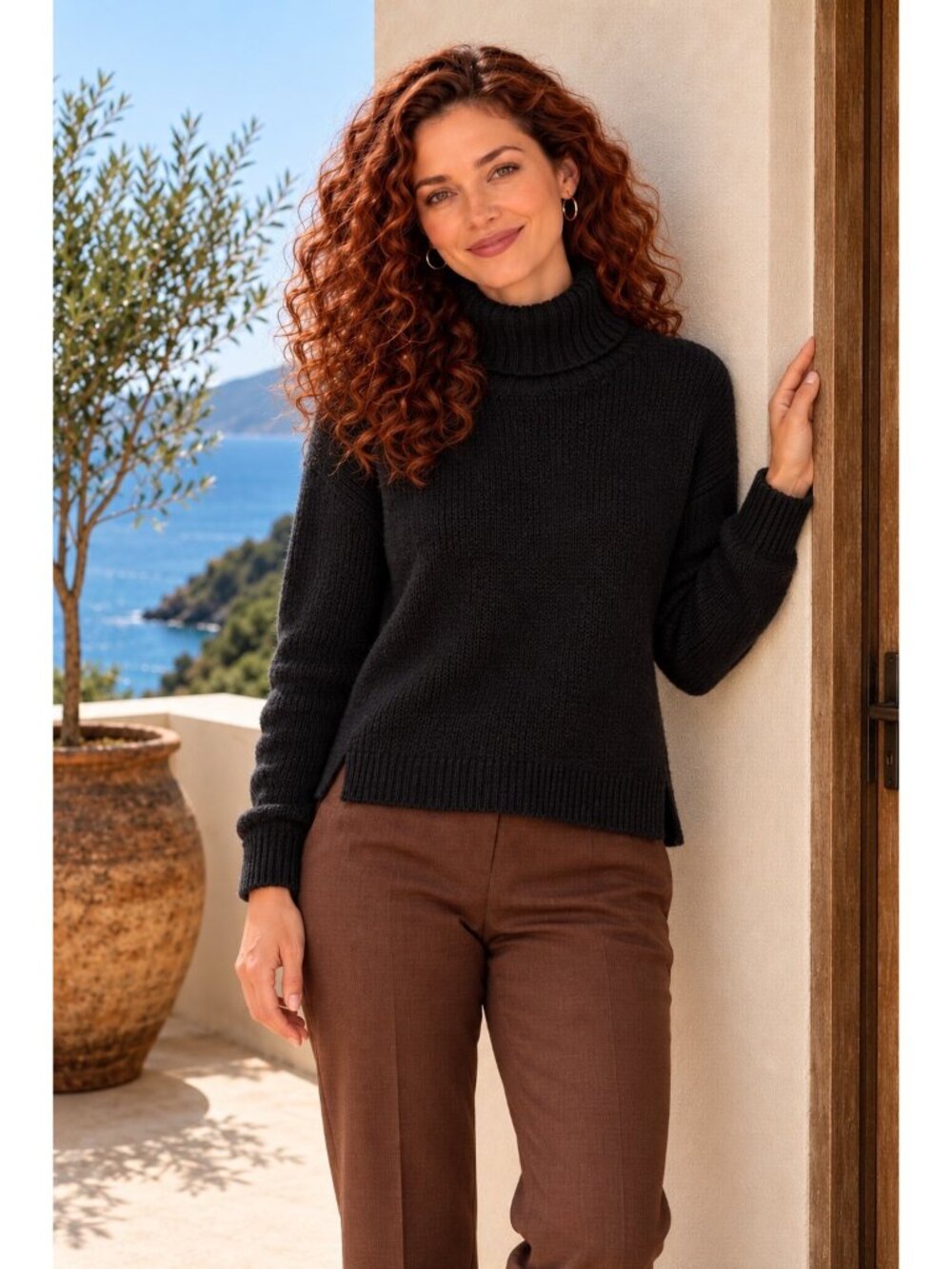 Vince Womens Black Wool-Cashmere Blend Turtleneck Sweater XS